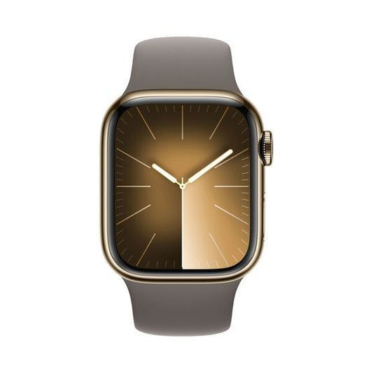 Apple Watch Series 9 GPS + Cellular 45mm Gold Stainless Steel Case + Clay Sport Band - S/M