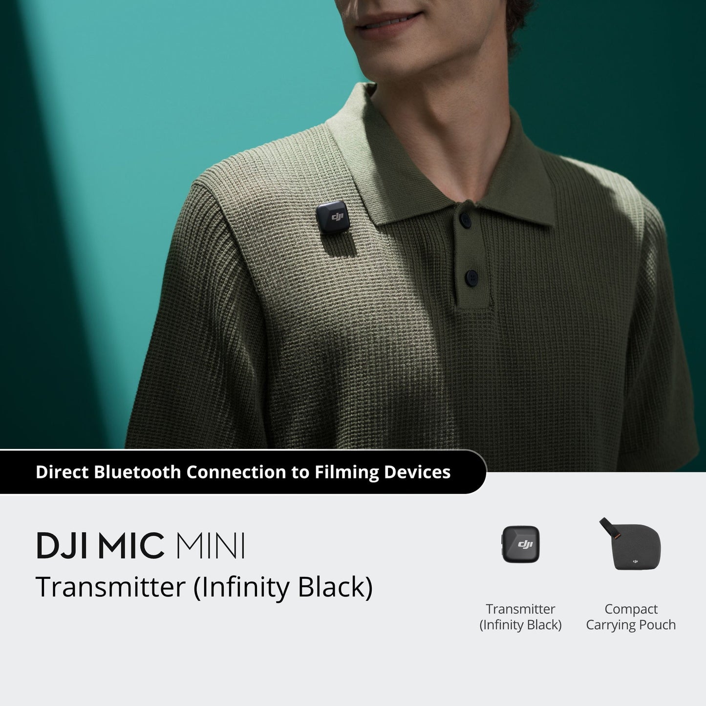 DJI Mic Mini Transmitter Infinity Black MIC100M-TXB - Side Profile