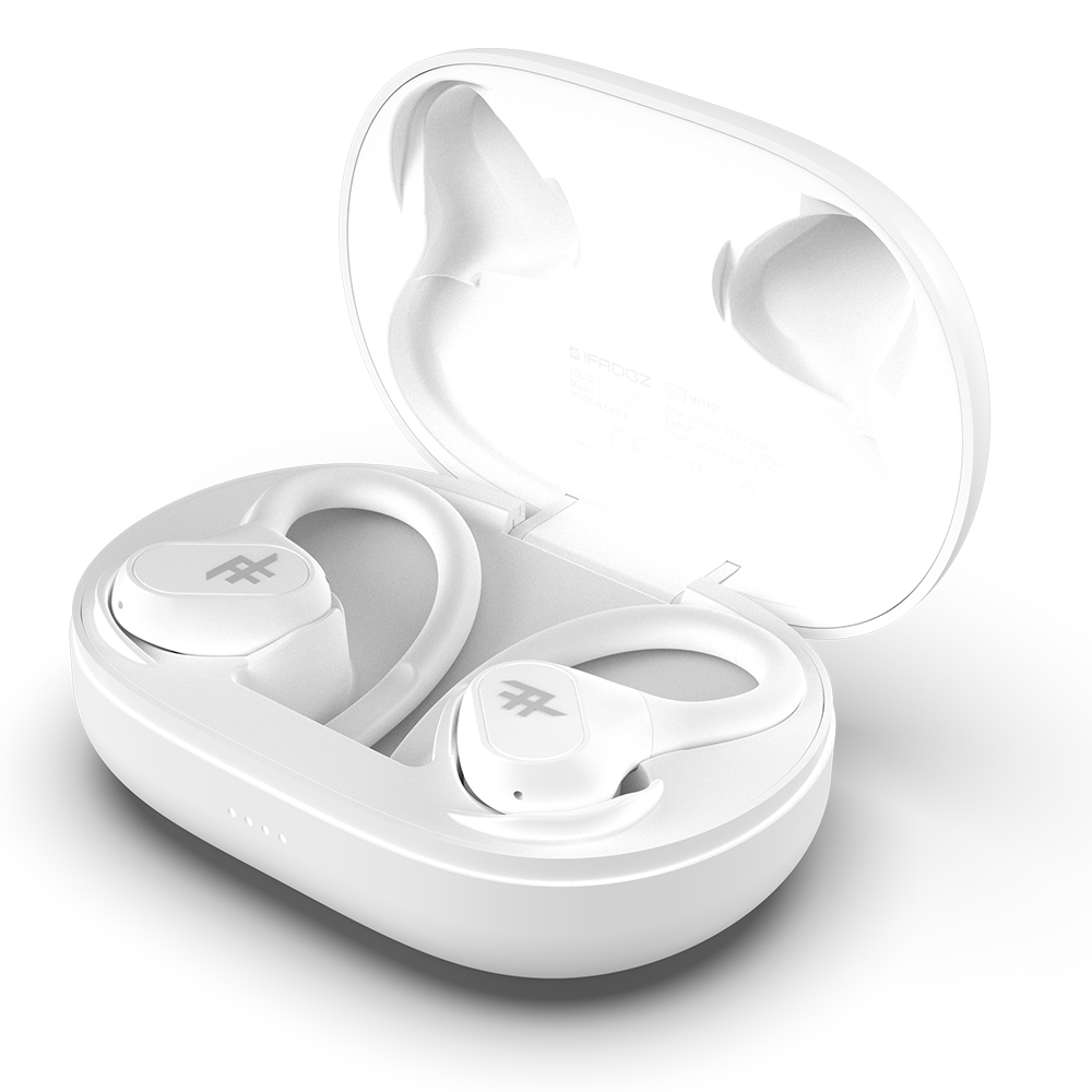 IFROGZ Airtime Sport In-ear True Wireless Earphones, 25-hour battery life, Wireless Charging, White