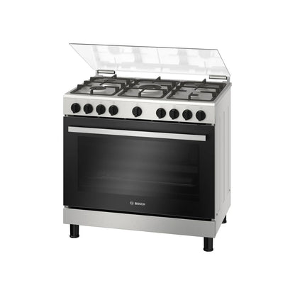 BOSCH Series 2 90cm Full Gas Cooker with Oven, HGV1E8Y50M, Stainless steel