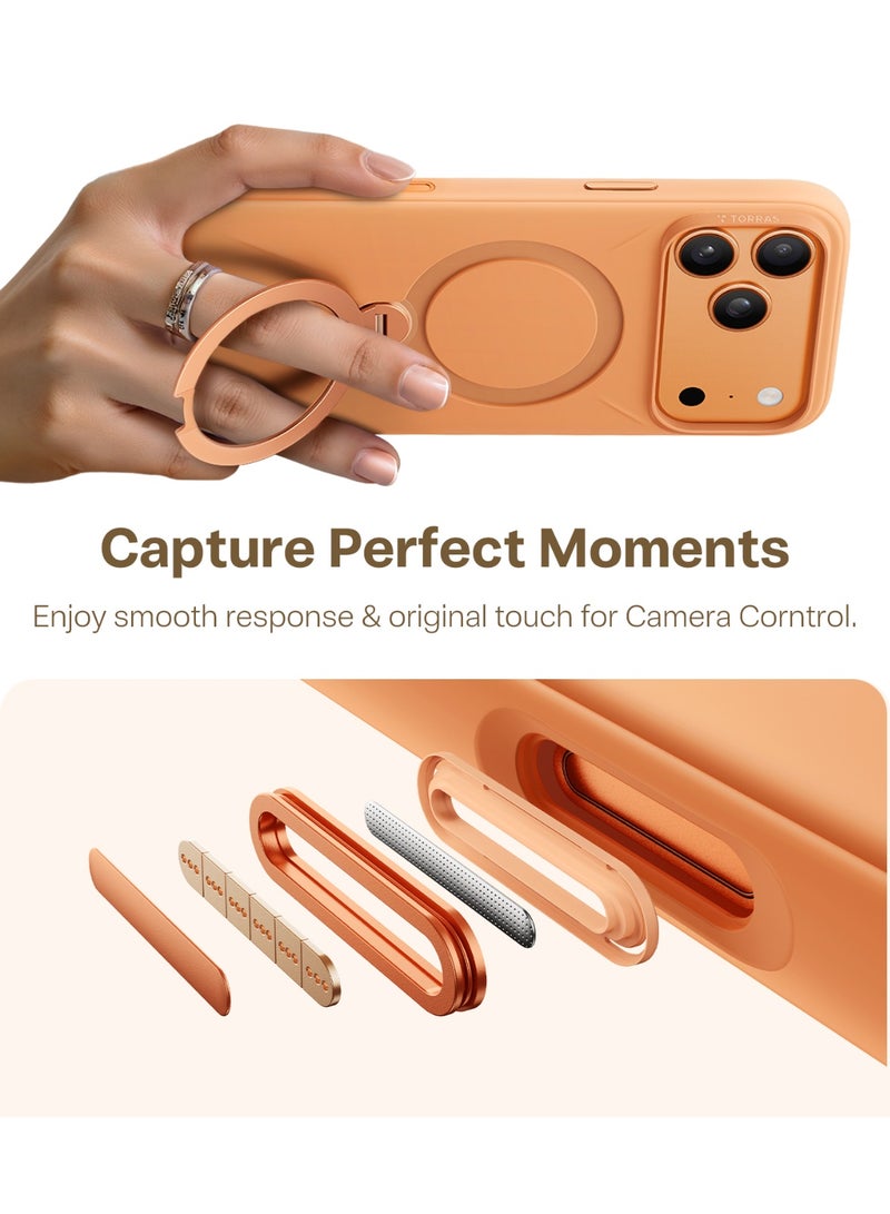 TORRAS Ostand Spin Silicone Case for iPhone 17 Pro - Orange