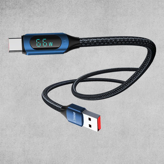 Inet Fast Charging Cable, Digital Display, USB to Type -C, 66W, 1 m, INCAD66WTC