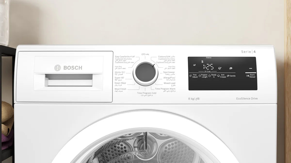 BOSCH Series 4 Front Load Tumble Dryer 8 KG, White, WTN86201GC