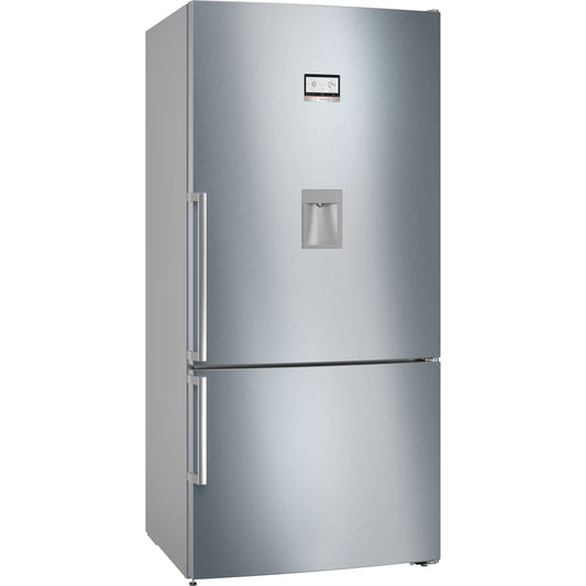 Bosch Series 6 Free-Standing Bottom Freezer Refrigerator, Total No Frost, 619L, Water Dispenser, Stainless Steel, KGD86AI31M