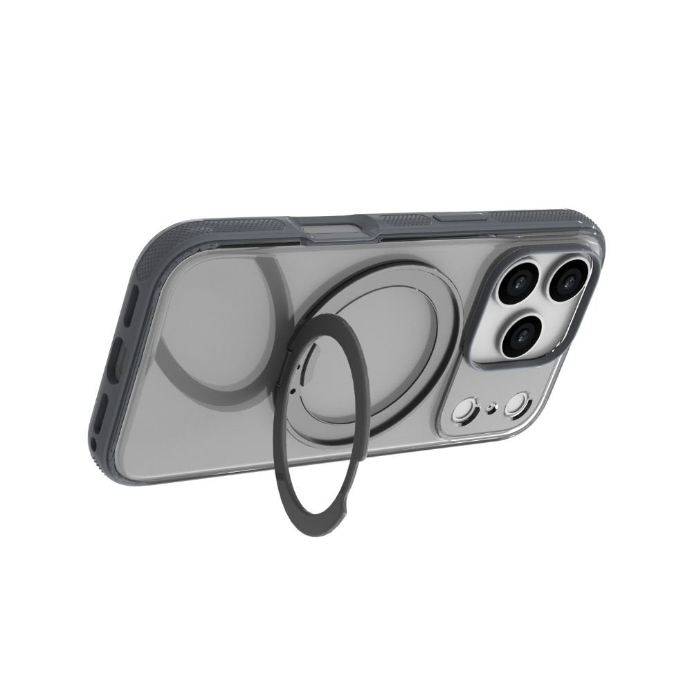 Infinyty Pristine Rotatable Ring Stand Case for iPhone 17 Pro Max, Grey