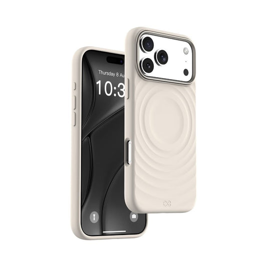 Infinyty QUIVERX Ripple Case with Metallic Camera Frame for iPhone 17 Pro, Beige