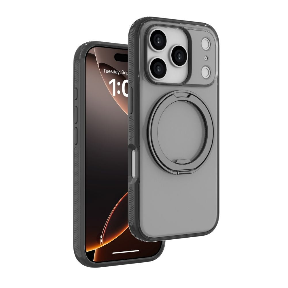 Infinyty Pristine Rotatable Ring Stand Case for iPhone 17 Pro, Black