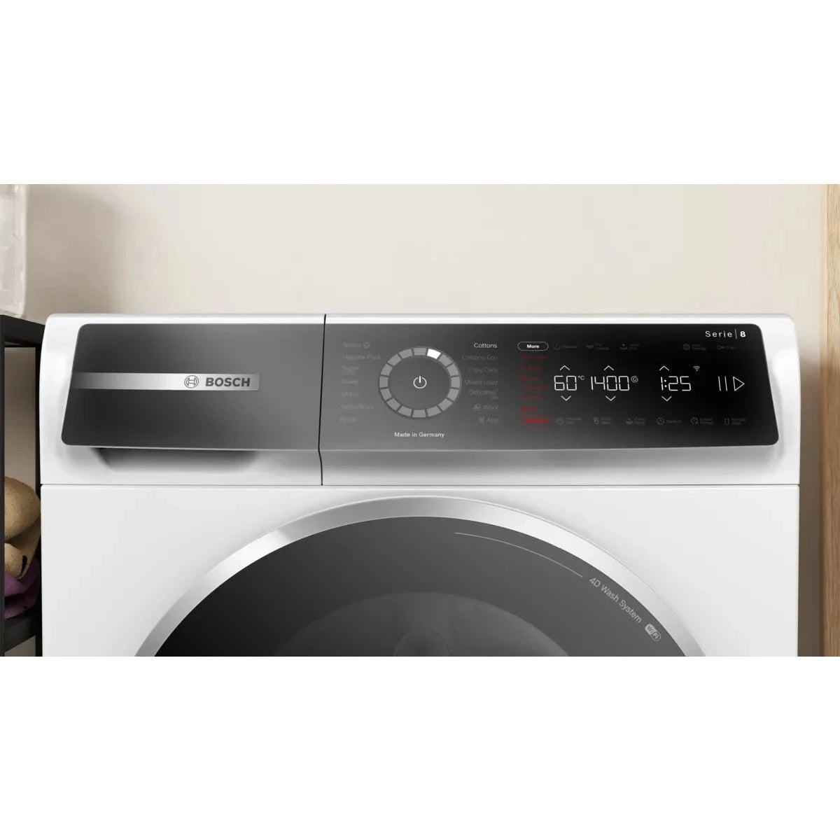 Bosch Series 8 Front Load Washing Machine, 9KG, 1400 RPM, Wi-Fi, White, WGB24400GC