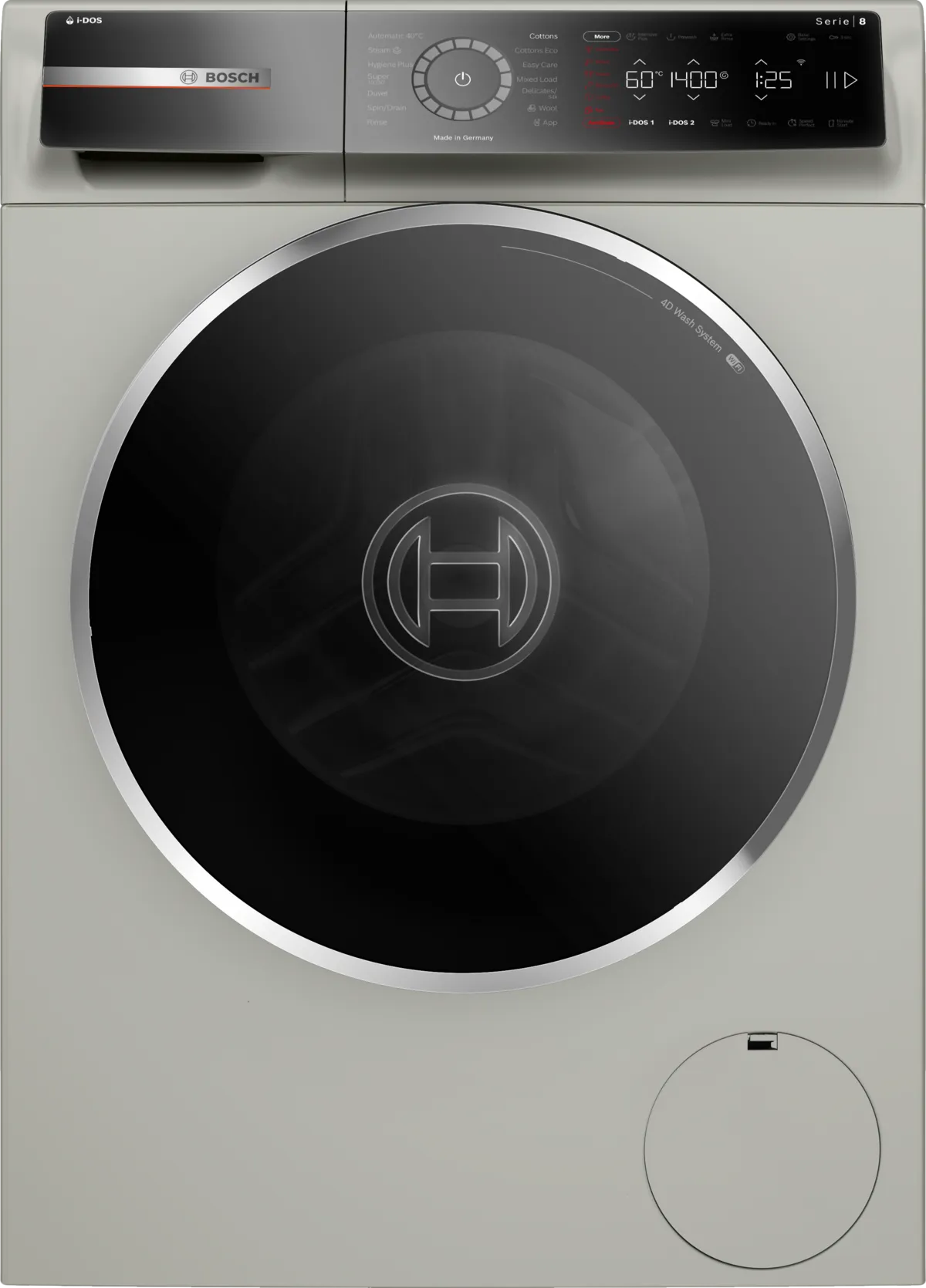 Bosch Series 8 washing machine, Front Loader 9 KG, Silver inox, WGB244AXGC