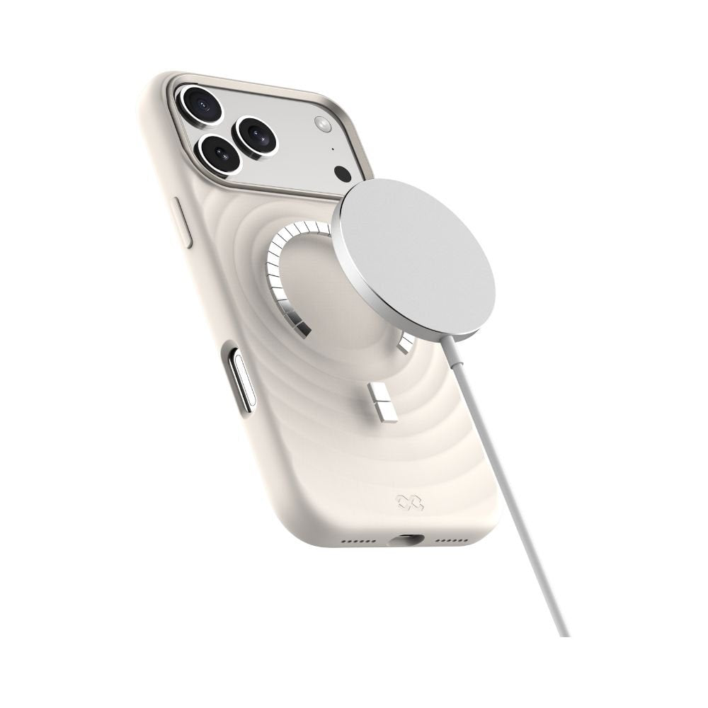 Infinyty QUIVERX Ripple Case with Metallic Camera Frame for iPhone 17 Pro, Beige