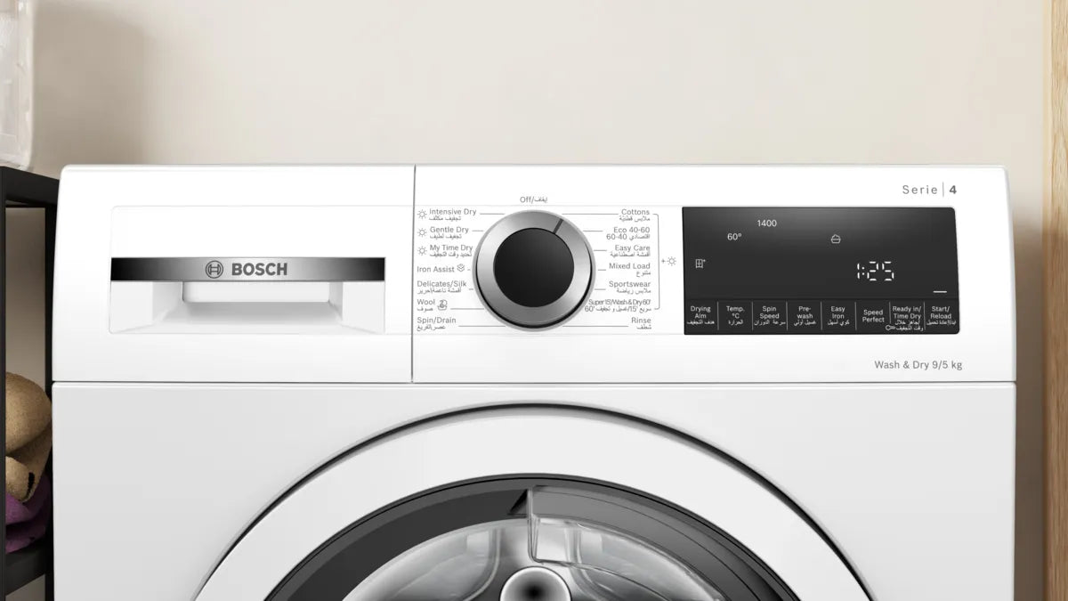 BOSCH Series 4 Washer Dryer 9/5 KG, 1400 RPM, White, WNA24400GC