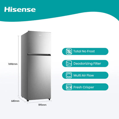 Hisense Top Freezer Refrigerator, 326L, Stainless Steel, RT3N418NAI