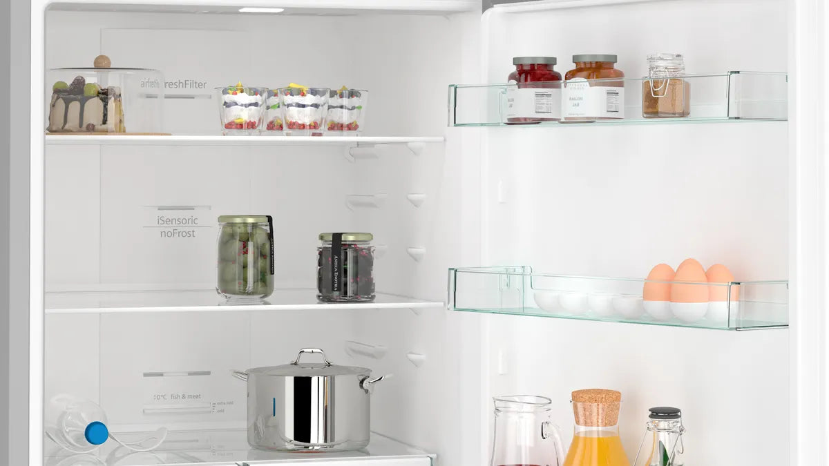 Siemens iQ300 Bottom Freezer Refrigerator, 483 L, Silver Inox, KG55NVLE0M