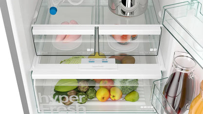 Siemens iQ300 Bottom Freezer Refrigerator, 483 L, Silver Inox, KG55NVLE0M