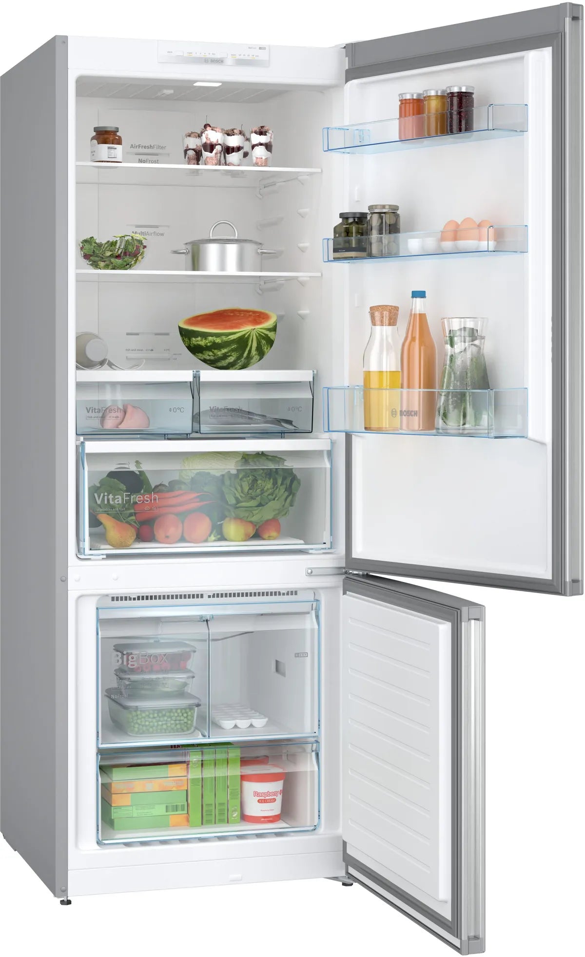 Bosch Series 4 Free Standing Bottom Refrigerator, 480L, Stainless Steel – KGN55VLE0M