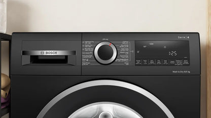 BOSCH Series 4, 9/5 KG Washer & Dryer, 1400 RPM, ECO Silence Drive Motor, Auto Dry Option, Super 60 mins Wash & Dry, 15 Mins Quick, Black Finish, WNA2440ZGC