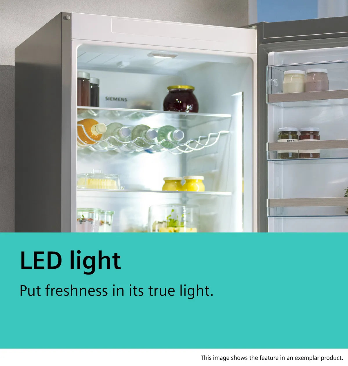Siemens iQ300 Bottom Freezer Refrigerator, 483 L, Silver Inox, KG55NVLE0M