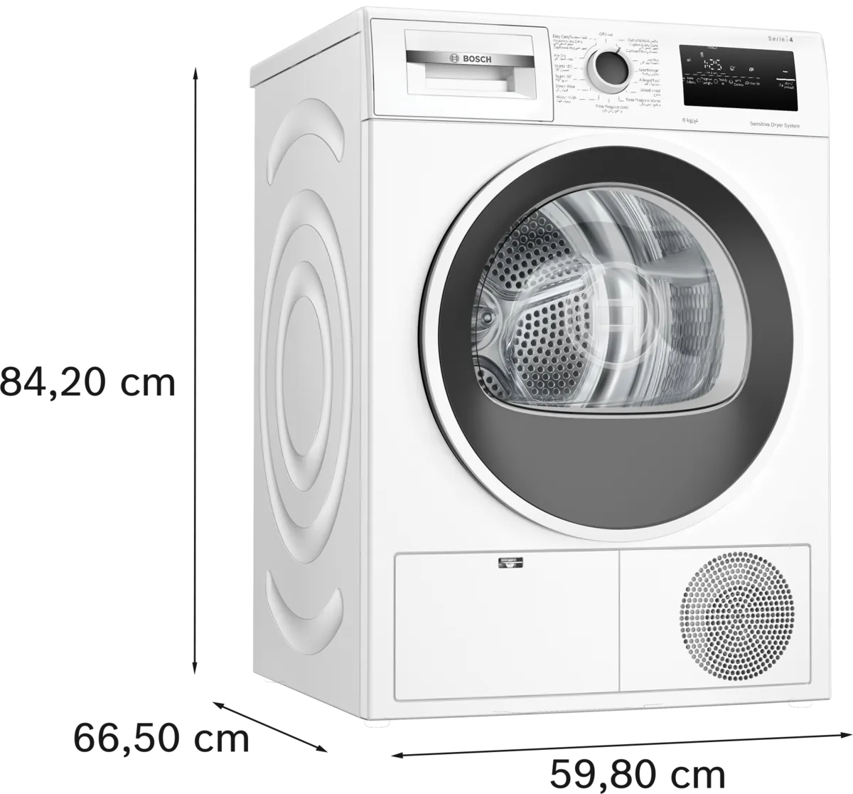 BOSCH Series 4 Front Load Tumble Dryer 8 KG, White, WTN86201GC