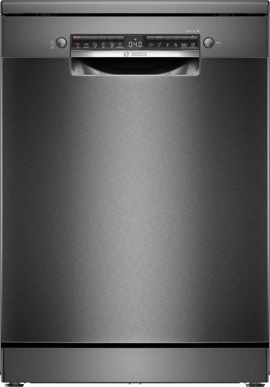 BOSCH Series 4 free-standing dishwasher, 14 Place Setting, Brushed black steel anti-fingerprint, SMS4HMC25M