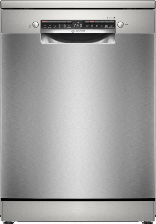 BOSCH Series 4 free-standing dishwasher, 14 Place Setting, Brushed steel anti-fingerprint, SMS4HMI25M
