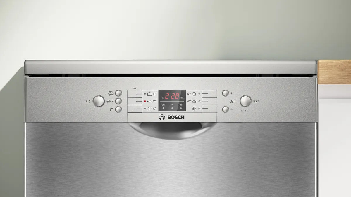 Bosch Series 2 Free Standing Dishwasher, 12 Place Setting, Silver, SMS26AI00M