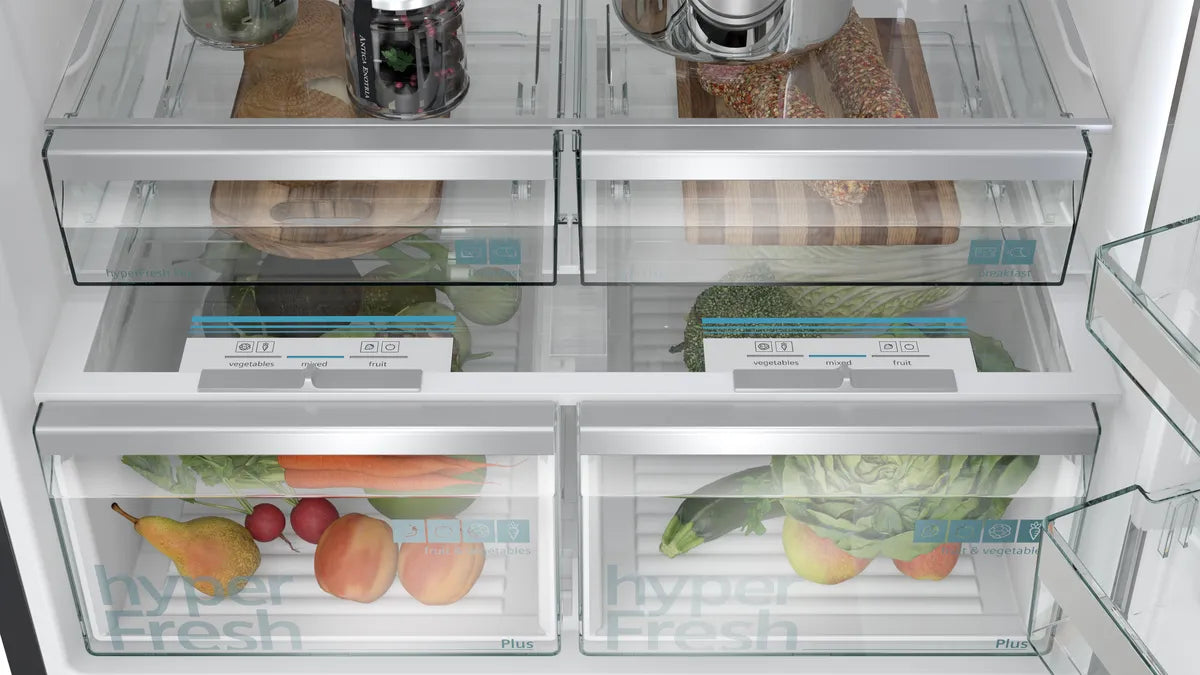 Siemens iQ700 Home connect Bottom Freezer Refrigerator, 682L, Brushed Black, KG86PAXB0M