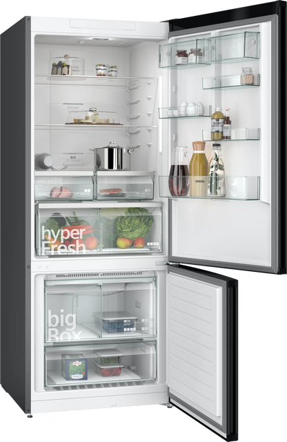 Siemens iQ500 Bottom Freezer Refrigerator, 578 L, Brushed Black, KG76NCXE0M
