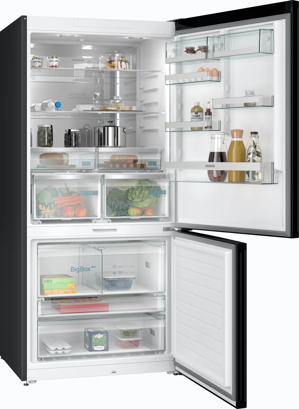 Siemens iQ700 Home connect Bottom Freezer Refrigerator, 682L, Brushed Black, KG86PAXB0M