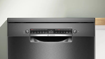 BOSCH Series 4 free-standing dishwasher, 14 Place Setting, Brushed black steel anti-fingerprint, SMS4HMC25M