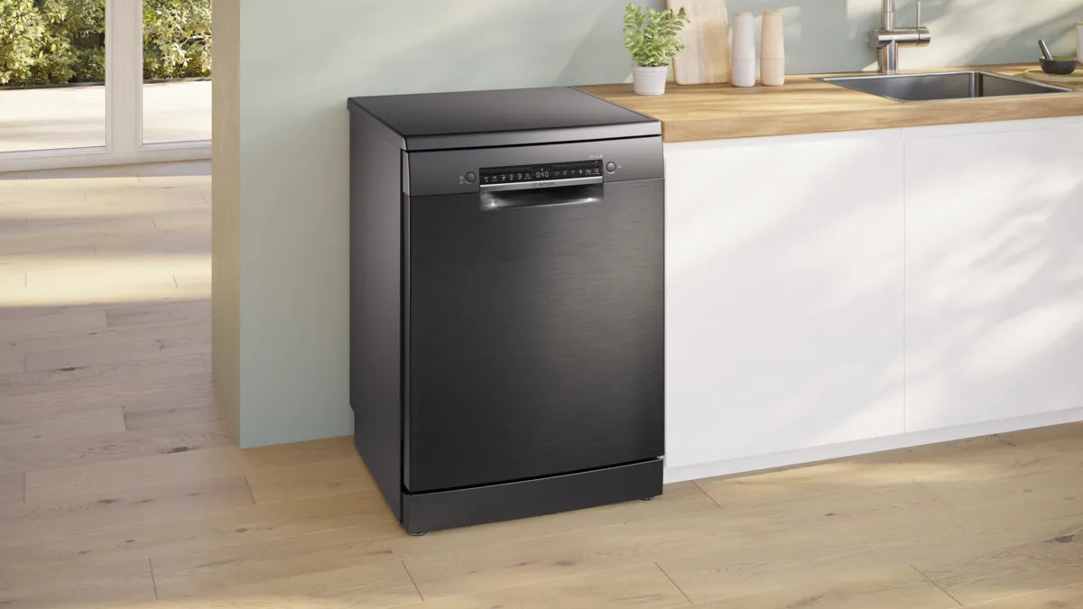 BOSCH Series 4 free-standing dishwasher, 14 Place Setting, Brushed black steel anti-fingerprint, SMS4HMC25M