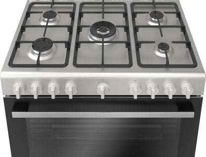 BOSCH Series 2 5 Burner Full Gas Cooker, 90 cm, Stainless steel, HGV1D8W50M