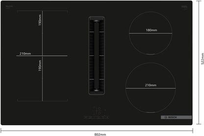 BOSCH Series 4, Induction hob with integrated ventilation system, 80 cm, surface mount without frame PVS811B16E