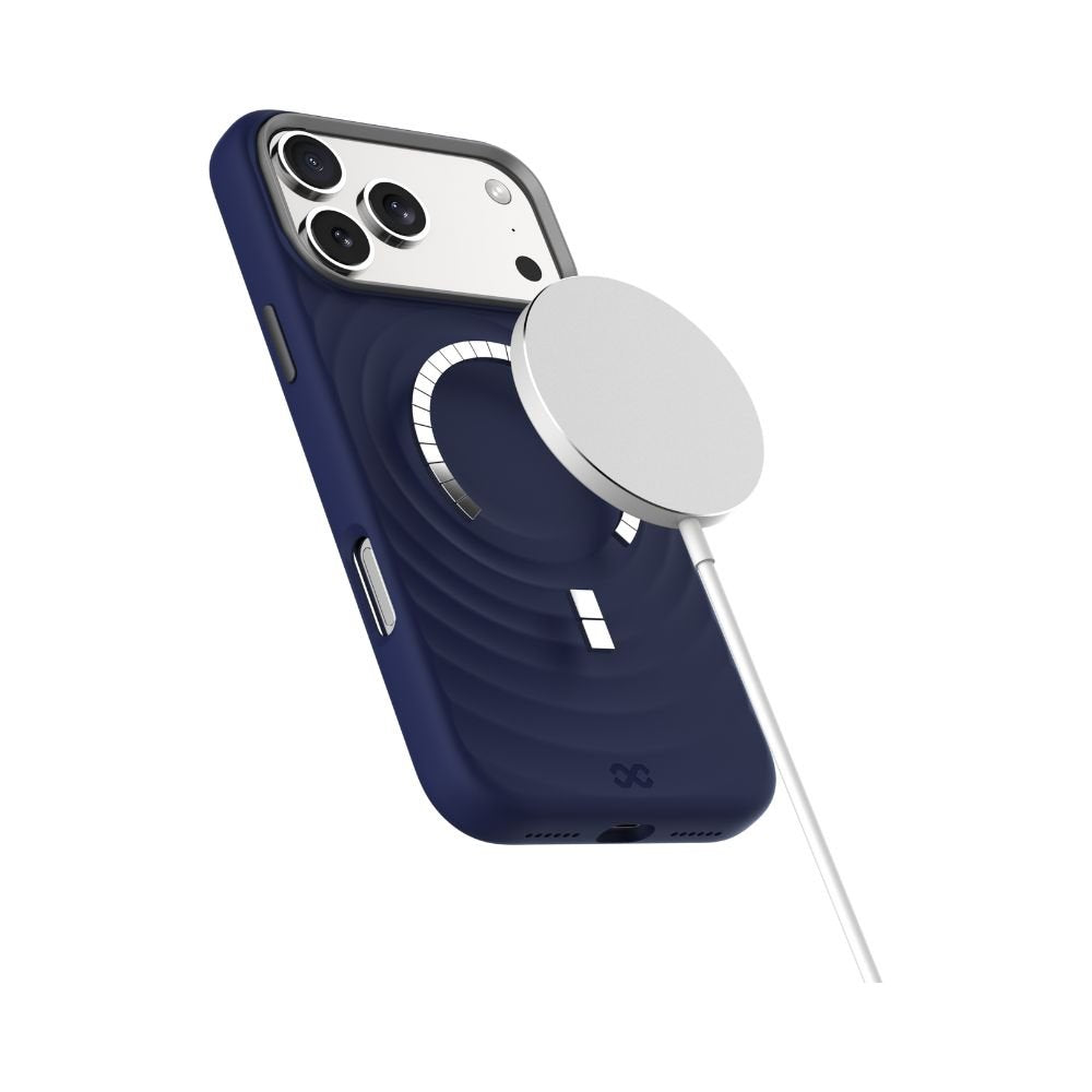 Infinyty QUIVERX Ripple Case with Metallic Camera Frame for iPhone 17 Pro, Blue