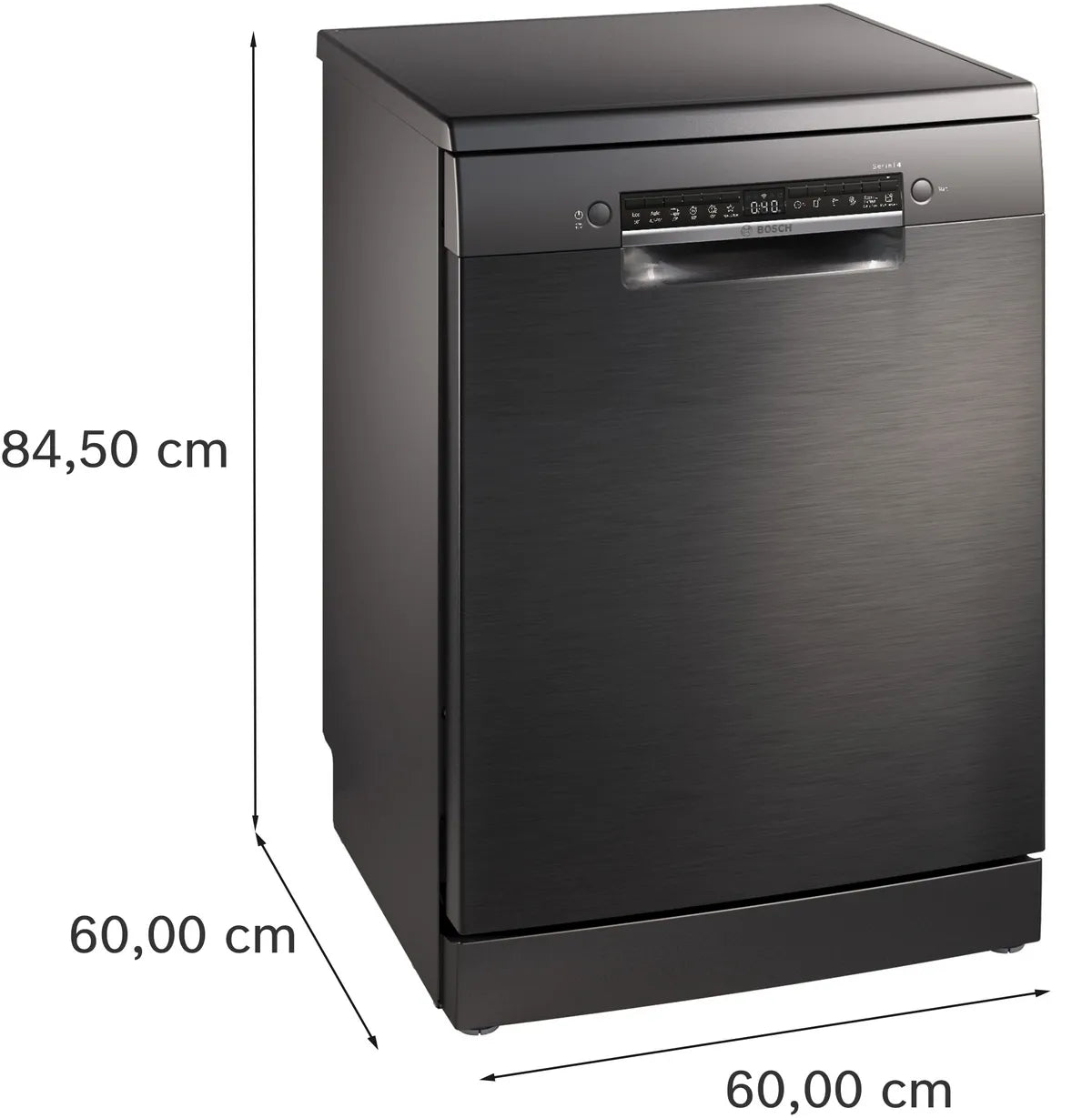 BOSCH Series 4 free-standing dishwasher, 14 Place Setting, Brushed black steel anti-fingerprint, SMS4HMC25M