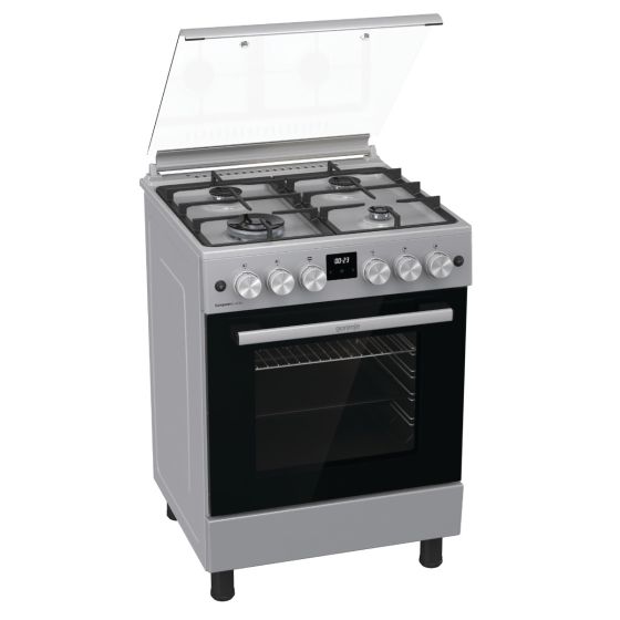 Gorenje 4 Gas Burners Combination Cooker with Fan Assisted Oven, 60 cm, GK6C40S, Stainless Steel Finish