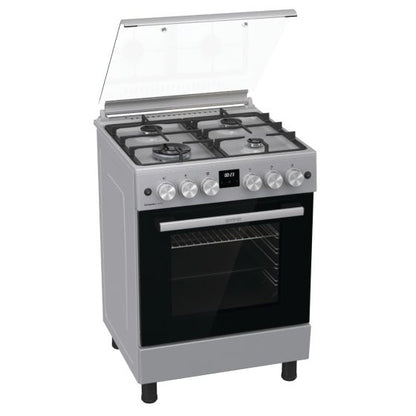 Gorenje 4 Gas Burners Combination Cooker with Fan Assisted Oven, 60 cm, GK6C40S, Stainless Steel Finish