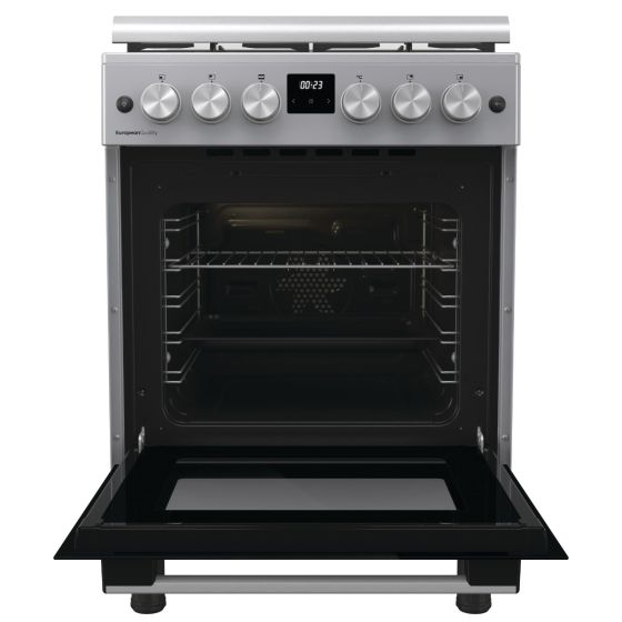 Gorenje 4 Gas Burners Combination Cooker with Fan Assisted Oven, 60 cm, GK6C40S, Stainless Steel Finish