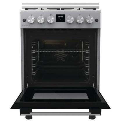 Gorenje 4 Gas Burners Combination Cooker with Fan Assisted Oven, 60 cm, GK6C40S, Stainless Steel Finish