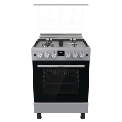Gorenje 4 Gas Burners Combination Cooker with Fan Assisted Oven, 60 cm, GK6C40S, Stainless Steel Finish