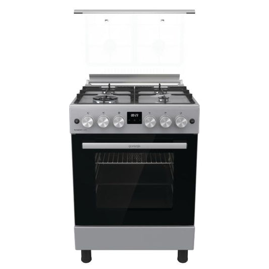 Gorenje 4 Gas Burners Combination Cooker with Fan Assisted Oven, 60 cm, GK6C40S, Stainless Steel Finish