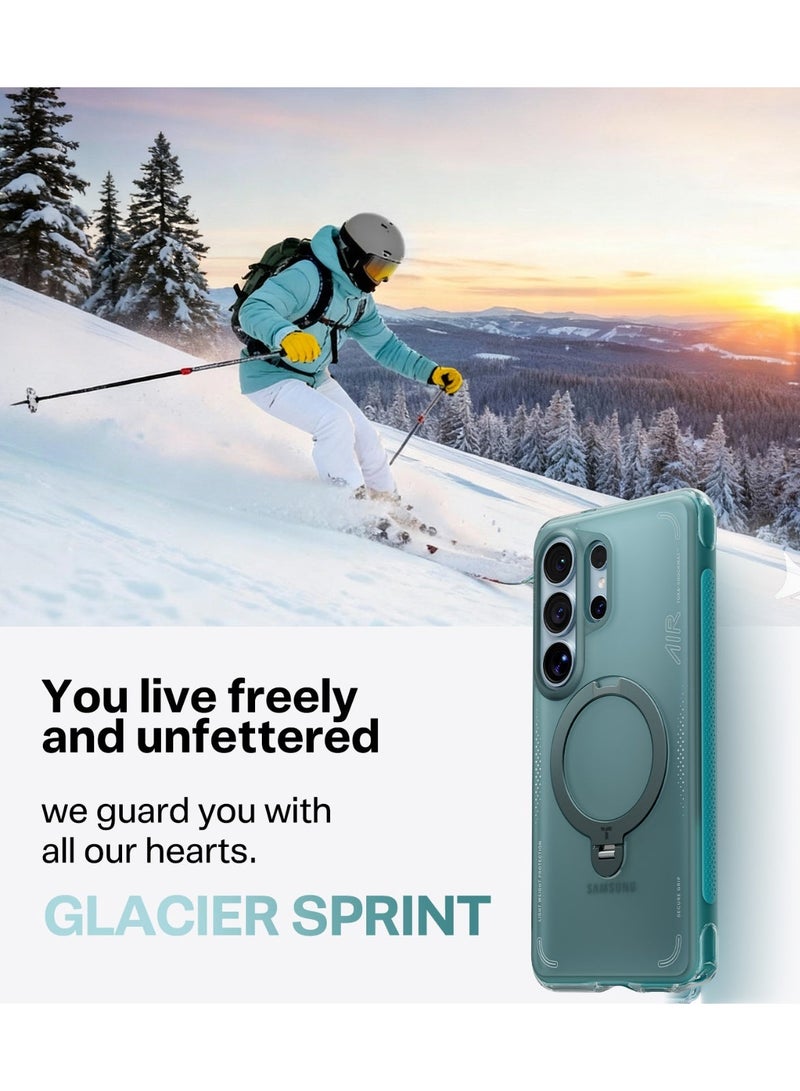 TORRAS Ostand Spin Air Case for Samsung Galaxy S26 - Glacier Green