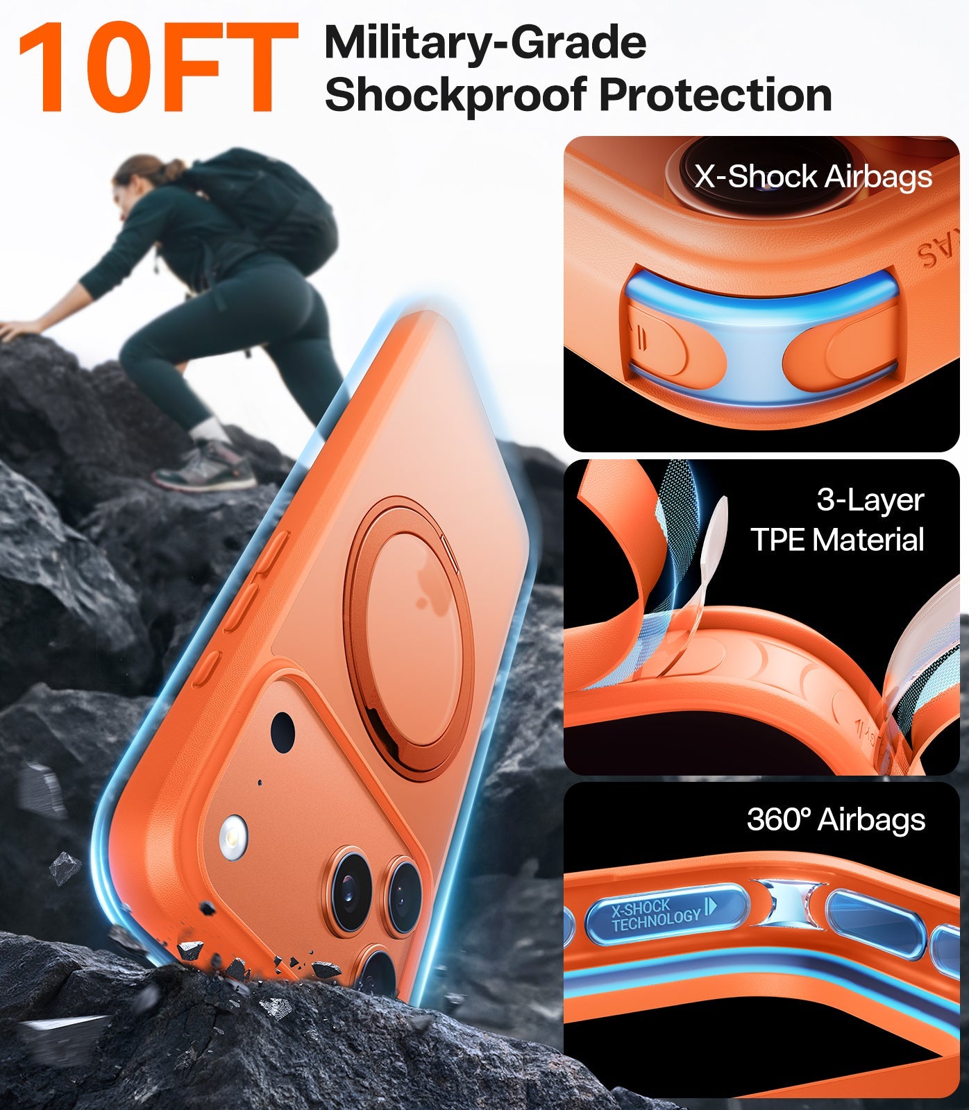 TORRAS Ostand Pro Case for iPhone 17 Pro Max - Orange