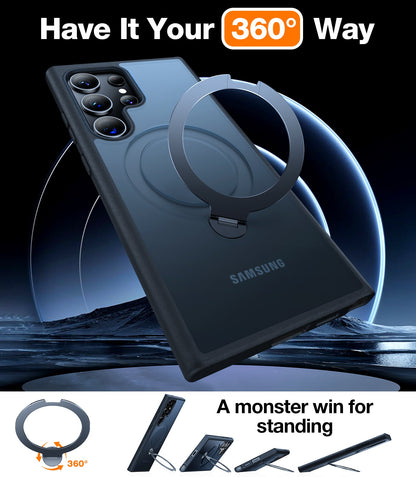TORRAS Ostand Spin Case for Samsung Galaxy S24 Ultra - Black