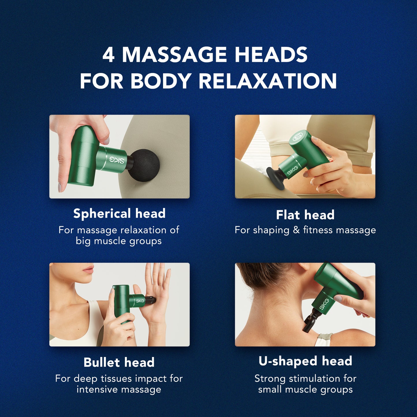 SKG F3-EN Body Massager Green, Electric Muscle Relaxation Massager, Portable Deep Tissue Therapy Device
