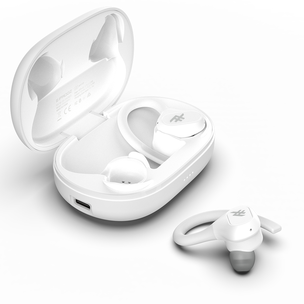 IFROGZ Airtime Sport In-ear True Wireless Earphones, 25-hour battery life, Wireless Charging, White