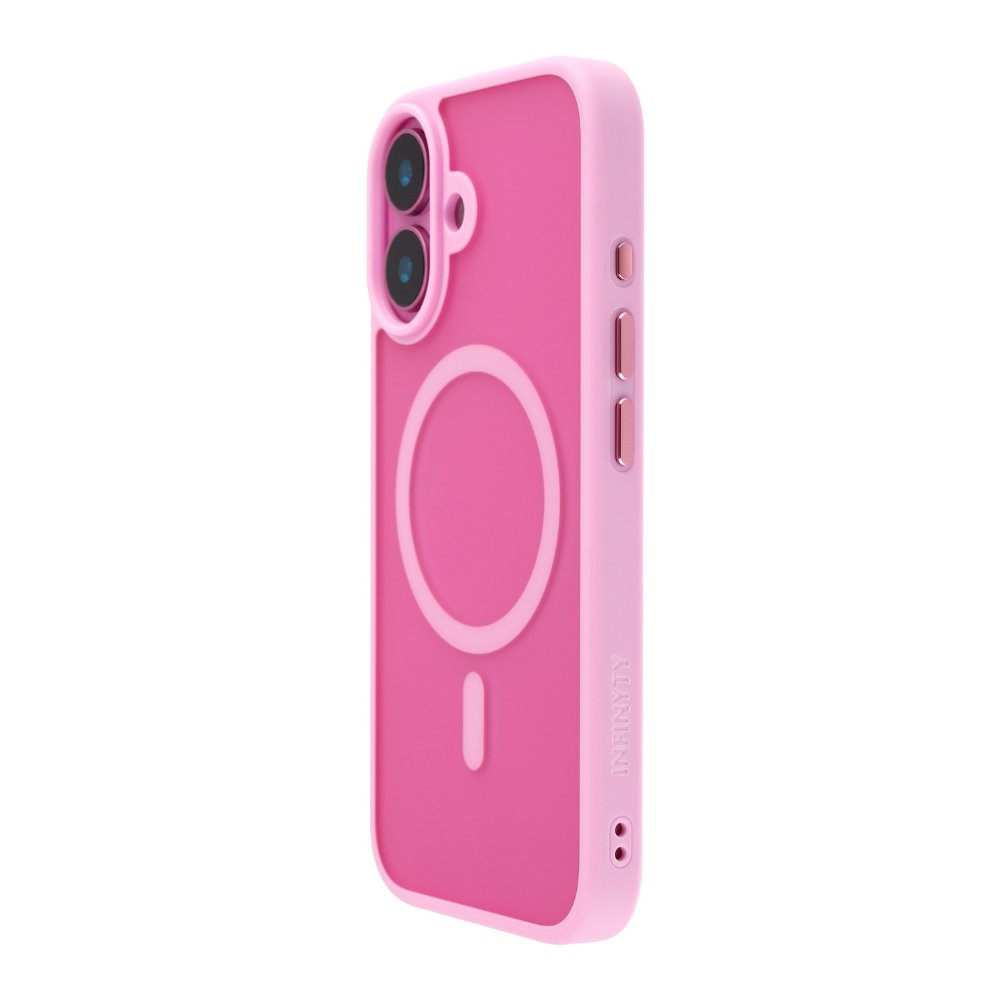 Infinyty Gleam Hybrid Matte Soft Touch MagSafe Case iPhone 16, Pink