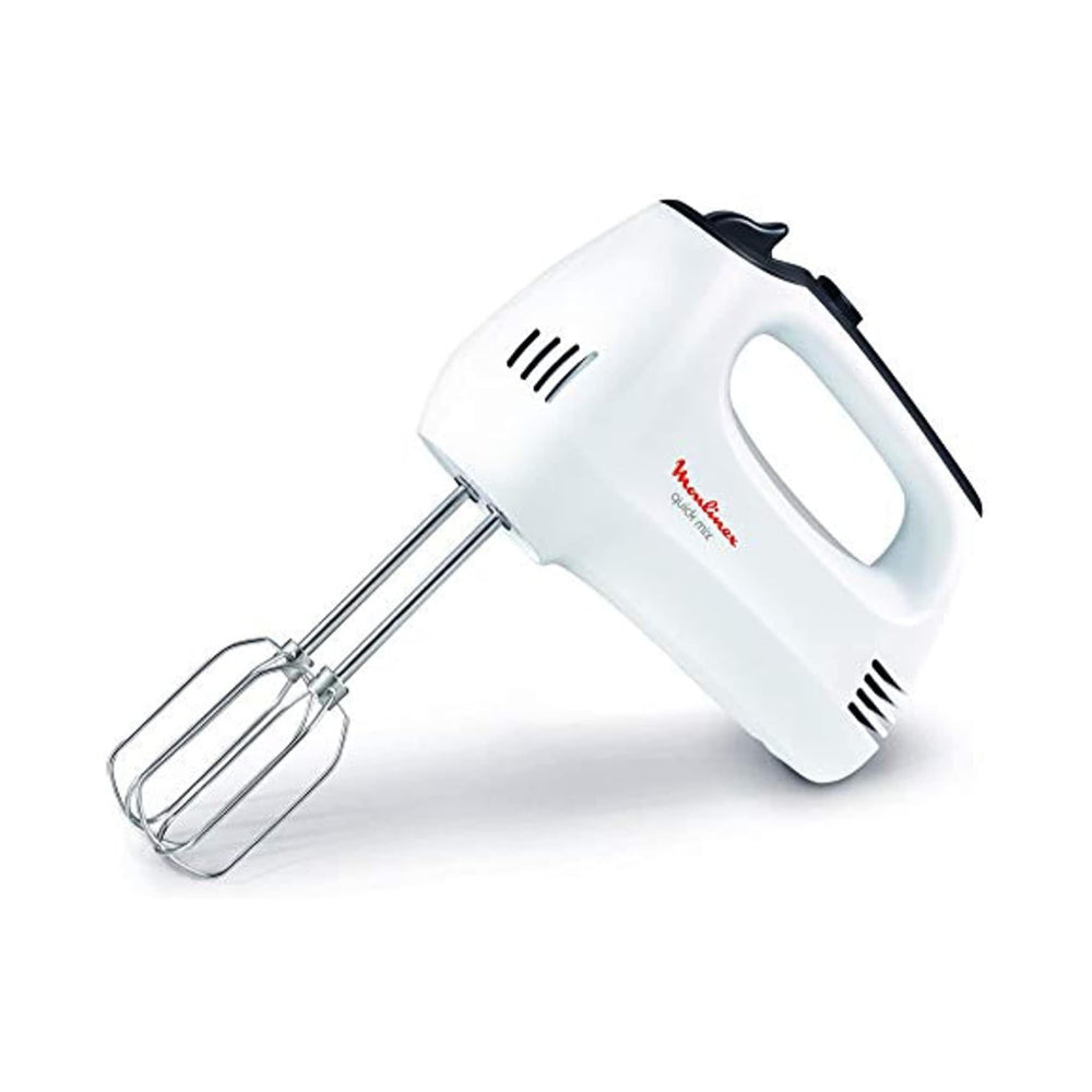 MOULINEX Hand Mixer, Quick Mix Mixer for Whipping and dough kneading, 5 speeds, stainless steel beaters and dough hooks, HM310127