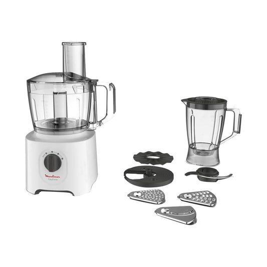 MOULINEX Food Processor | Easy Force 2.4 L Food Processor | 800 W| 6 Attachments | +25 Different Functions | 2.4 L Bowl Capacity and a 1.8 L Blender | FP247127