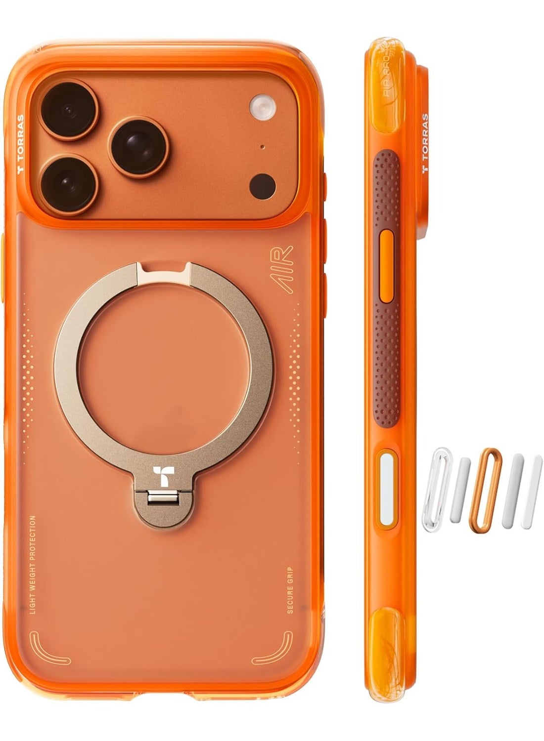 Torras Ostand Q3 Air iPhone 17 Pro Case Horizon Orange - Front