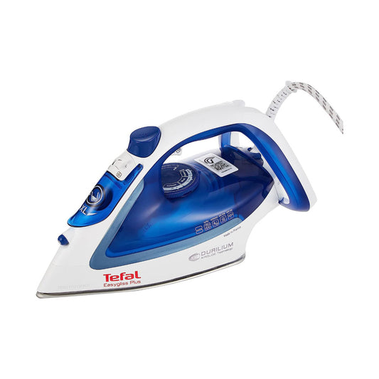 TEFAL Steam Iron | Easygliss Durilium Airglide Soleplate Iron Steamer | 2400 W | 270 ml | Blue/White| FV5715M0